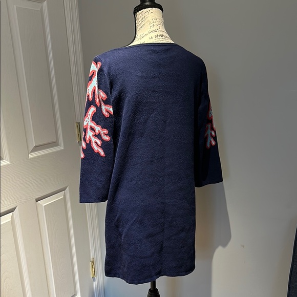 Lily Pulitzer Navy Blue Sweater Dress with Coral Accents—Cotton—Size XL - Picture 3 of 8